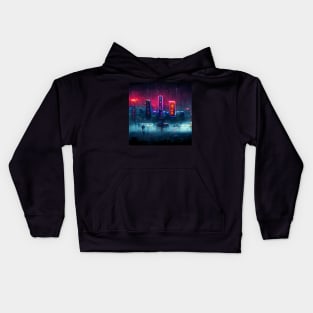 Fluxion - Cyberpunk Cityscape Skyline Kids Hoodie